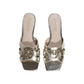 PINKO Gold Leather Flat Sandals
