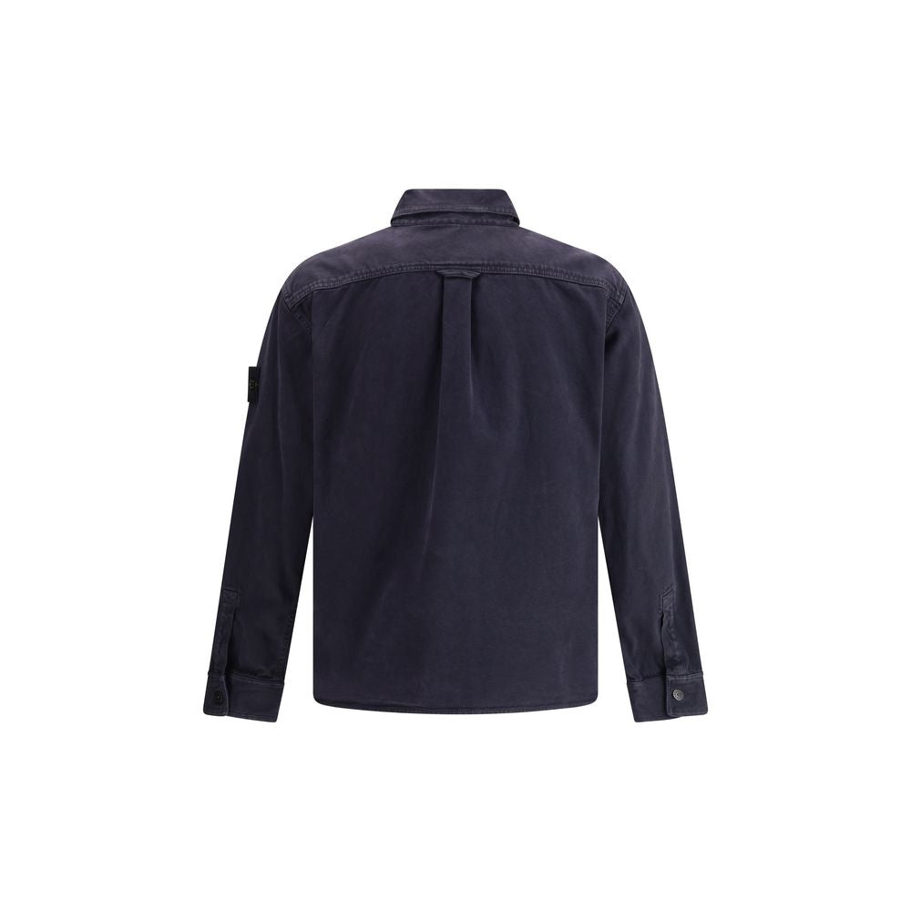 Stone Island Blue Cotton Dress Shirt