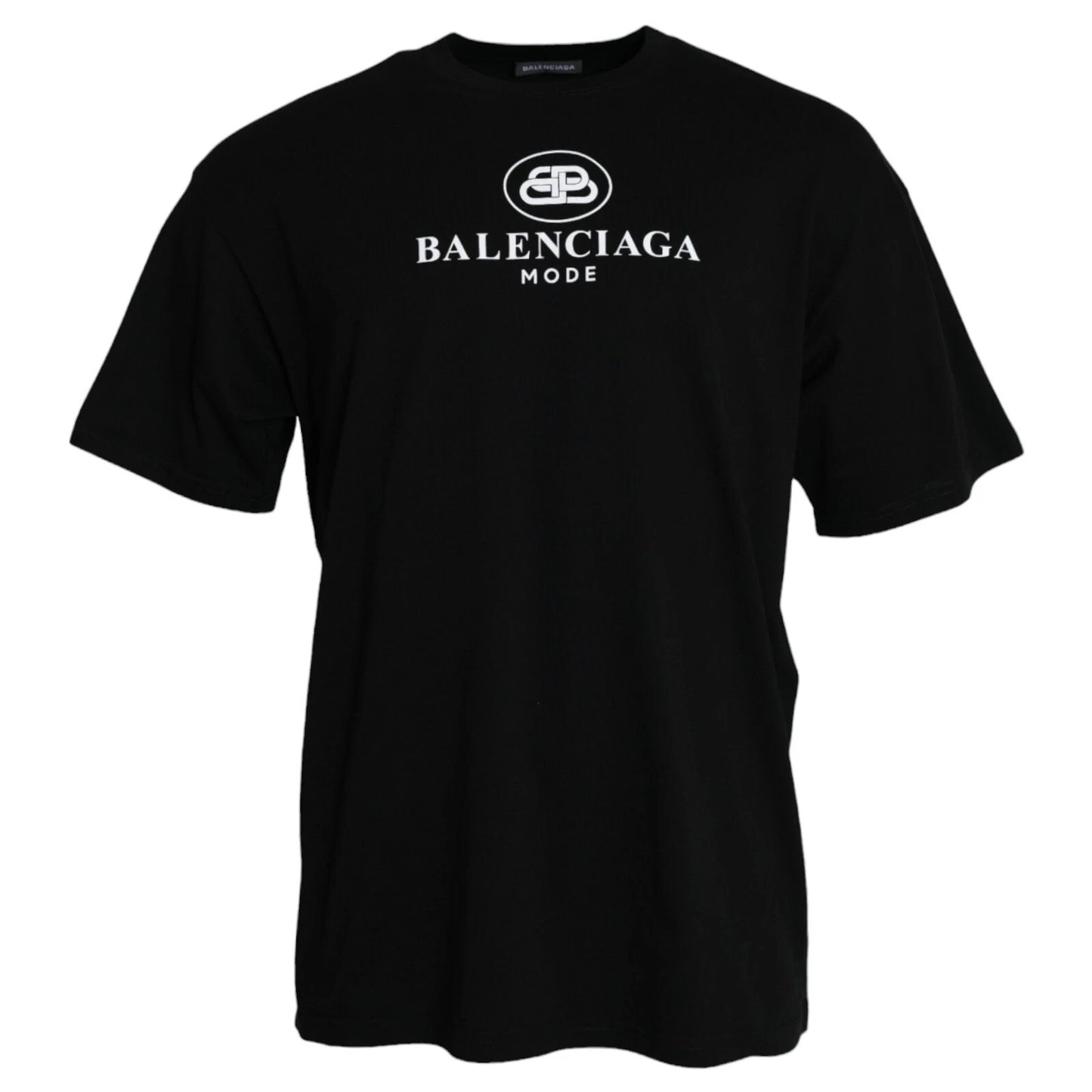 Balenciaga Black Cotton Logo Print Crew Neck Short Sleeves T-shirt Mens T-Shirt