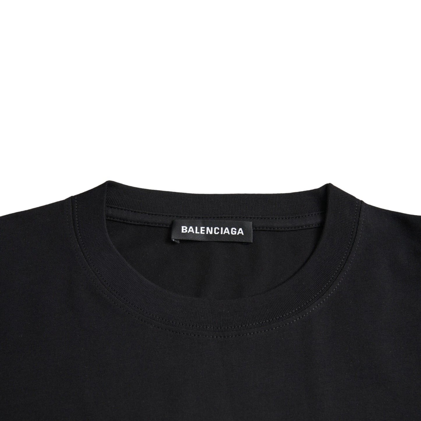 Balenciaga Black Cotton Logo Print Crew Neck Short Sleeves T-shirt Mens T-Shirt