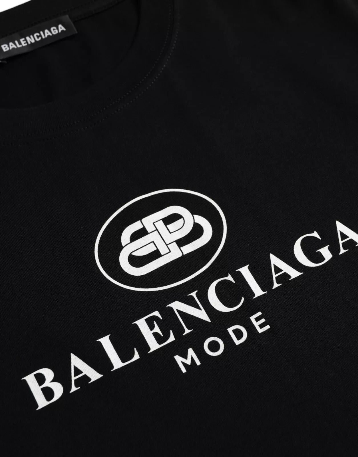 Balenciaga Black Cotton Logo Print Crew Neck Short Sleeves T-shirt Mens T-Shirt