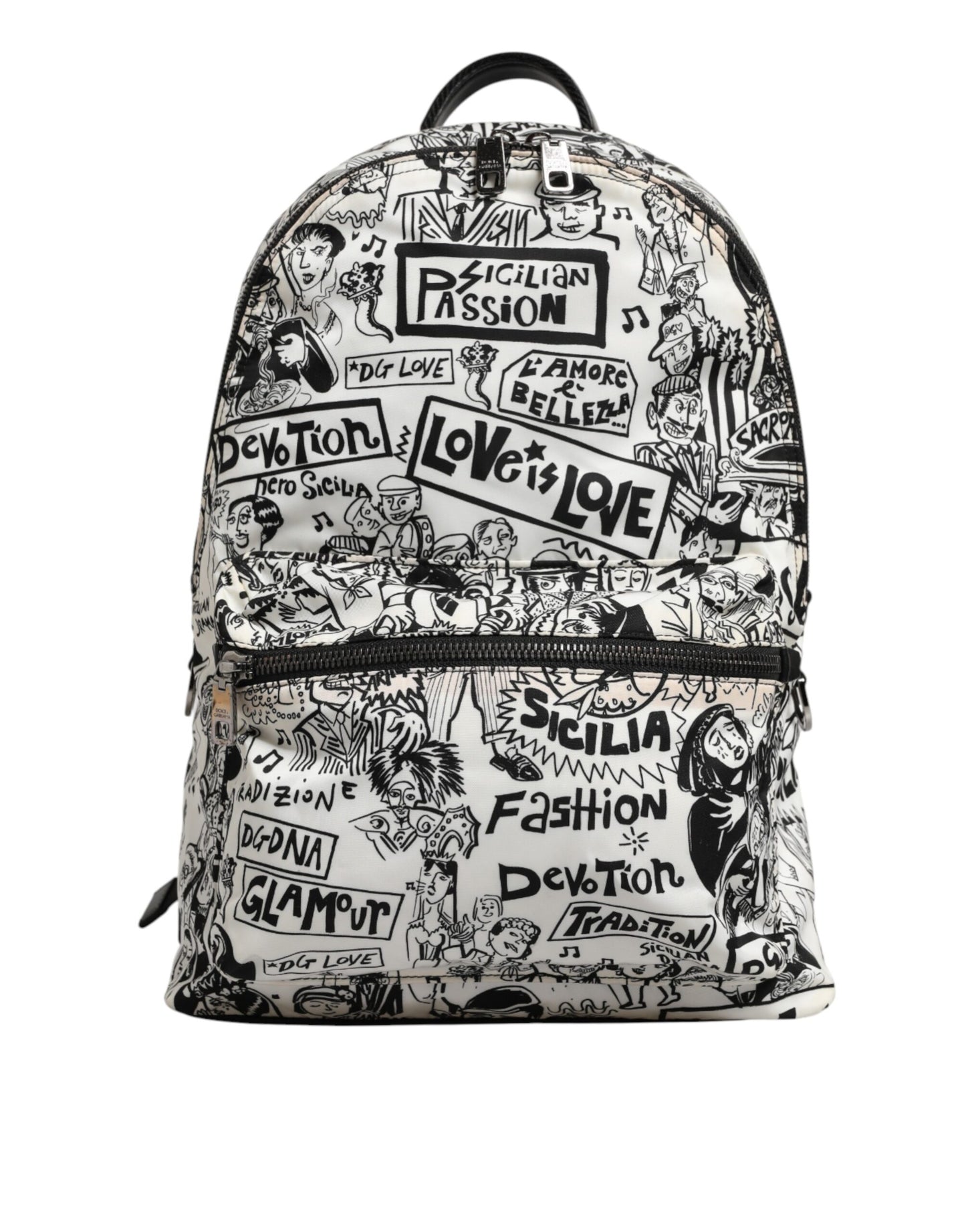 Dolce & Gabbana Black White Graffiti Print School Backpack Men Borse Bag Mens Backpack