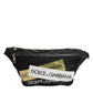 Dolce & Gabbana Black Logo Tape Print Waist Fanny Pack Men's Borse Bag