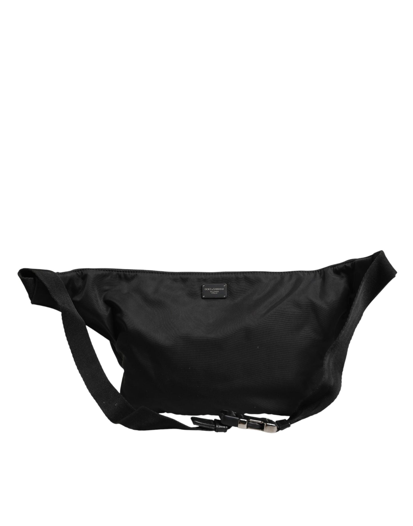 Dolce & Gabbana Black Logo Tape Print Waist Fanny Pack Men's Borse Bag