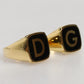 Dolce & Gabbana Gold-Tone Real Brass Black Enamel "DG" Adjustable Rings
