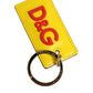 Dolce & Gabbana Yellow Calf Leather Logo Metal Ring Men Keychain Keyring