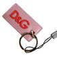 Dolce & Gabbana Pink Calf Leather Logo Metal Ring Men Keychain Keyring