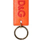Dolce & Gabbana Orange Calf Leather Logo Metal Ring Keychain Keyring