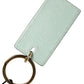 Dolce & Gabbana Mint Green Calf Leather Logo Metal Ring Keychain Keyring