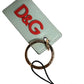 Dolce & Gabbana Mint Green Calf Leather Logo Metal Ring Keychain Keyring