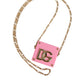 Dolce & Gabbana Pink DG Logo Plaque Cover Gold Chain Airpods Case
