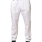 Lardini White Cotton Stretch Tapered Mid Waist Chino Pants