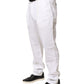 Lardini White Cotton Stretch Tapered Mid Waist Chino Pants