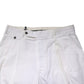 Lardini White Cotton Stretch Tapered Mid Waist Chino Pants