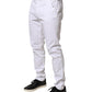 AGLINI White Skinny Fit Mid Waist Men Chino Trouser Pants