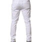 AGLINI White Skinny Fit Mid Waist Men Chino Trouser Pants