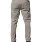 Jeckerson Gray Cotton Stretch Tapered Fit Men Chino Trouser Pants
