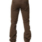 Exte Brown Straight Cut Mid Waist Chino Men Trouser Pants