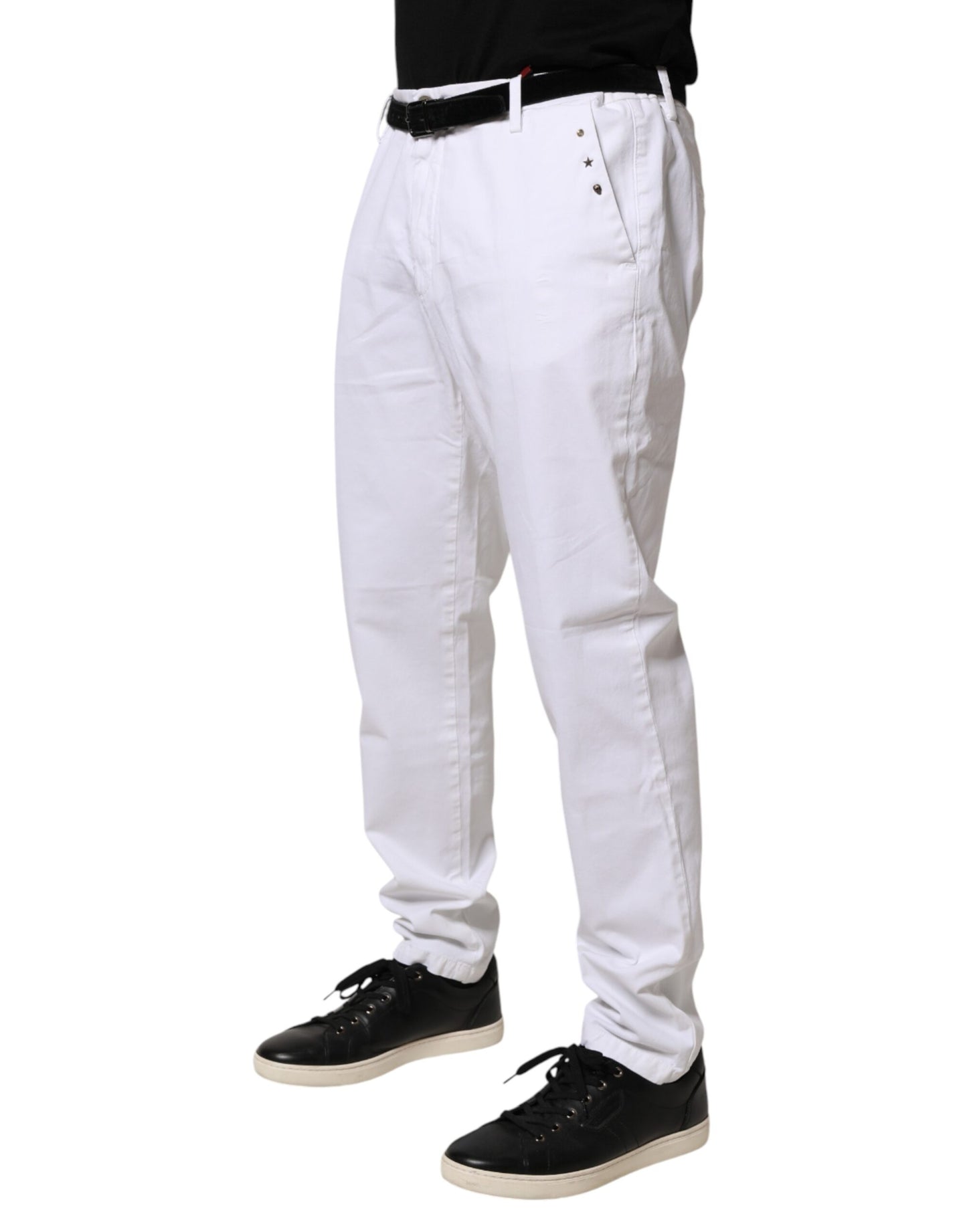 AGLINI White Skinny Fit Mid Waist Men Denim Trouser Jeans