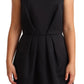 Cédric Charlier Black Sleeveless Pleated Aline Knee Length Dress