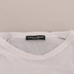 Dolce & Gabbana White Cotton Black Silk Scarf Top T-shirt