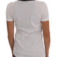 Dolce & Gabbana White Cotton Black Silk Scarf Top T-shirt