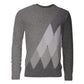 Ballantyne Gray Cashmere Argyle Intarsia Knit Crew Neck Men Sweater Mens Sweater