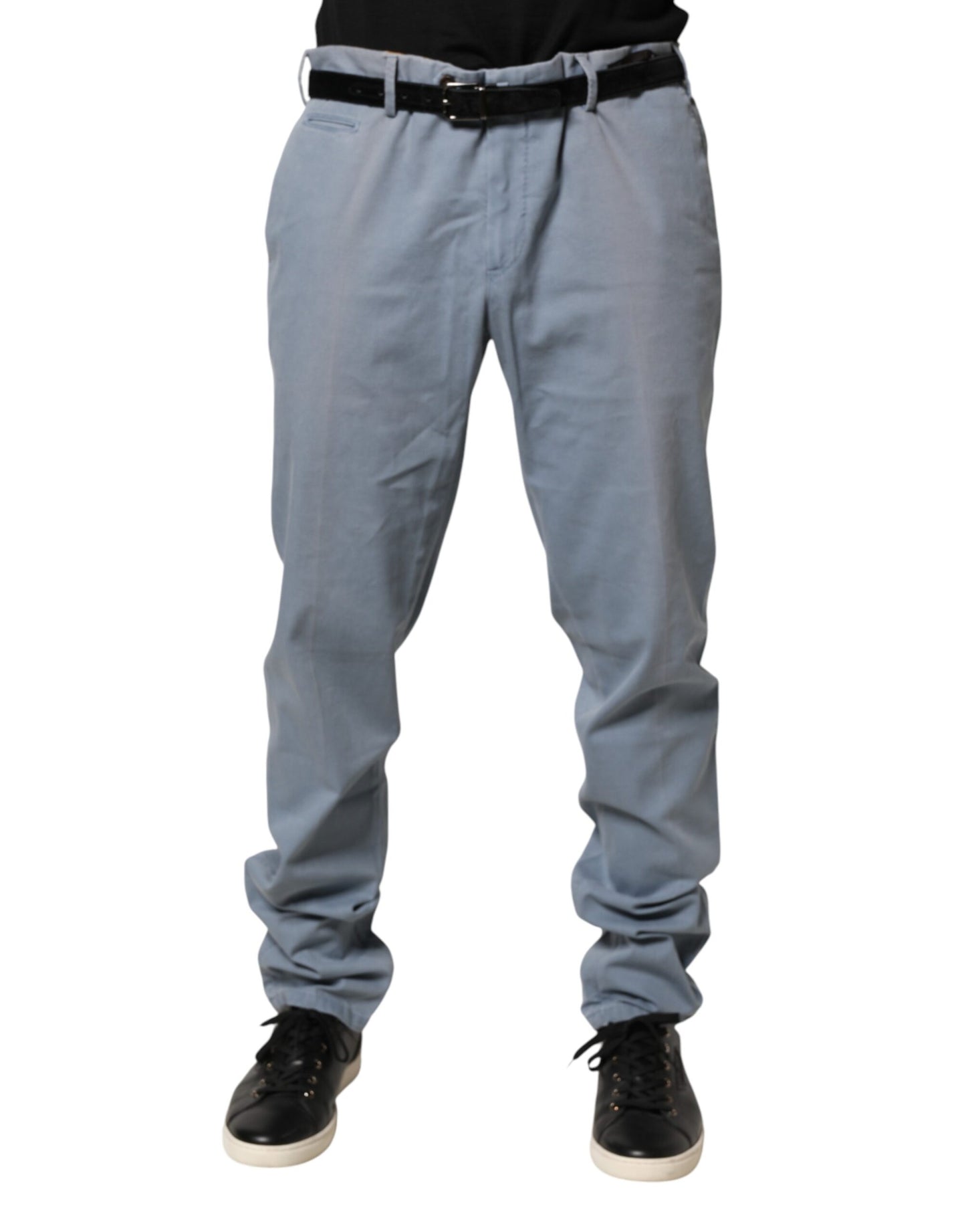PT01 Blue Men Chino Mid Waist Tapered Fit Trouser Pants