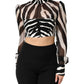 Dolce & Gabbana Zebra Print Chiffon Paneled Crop Blouse Top