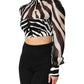 Dolce & Gabbana Zebra Print Chiffon Paneled Crop Blouse Top