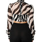 Dolce & Gabbana Zebra Print Chiffon Paneled Crop Blouse Top