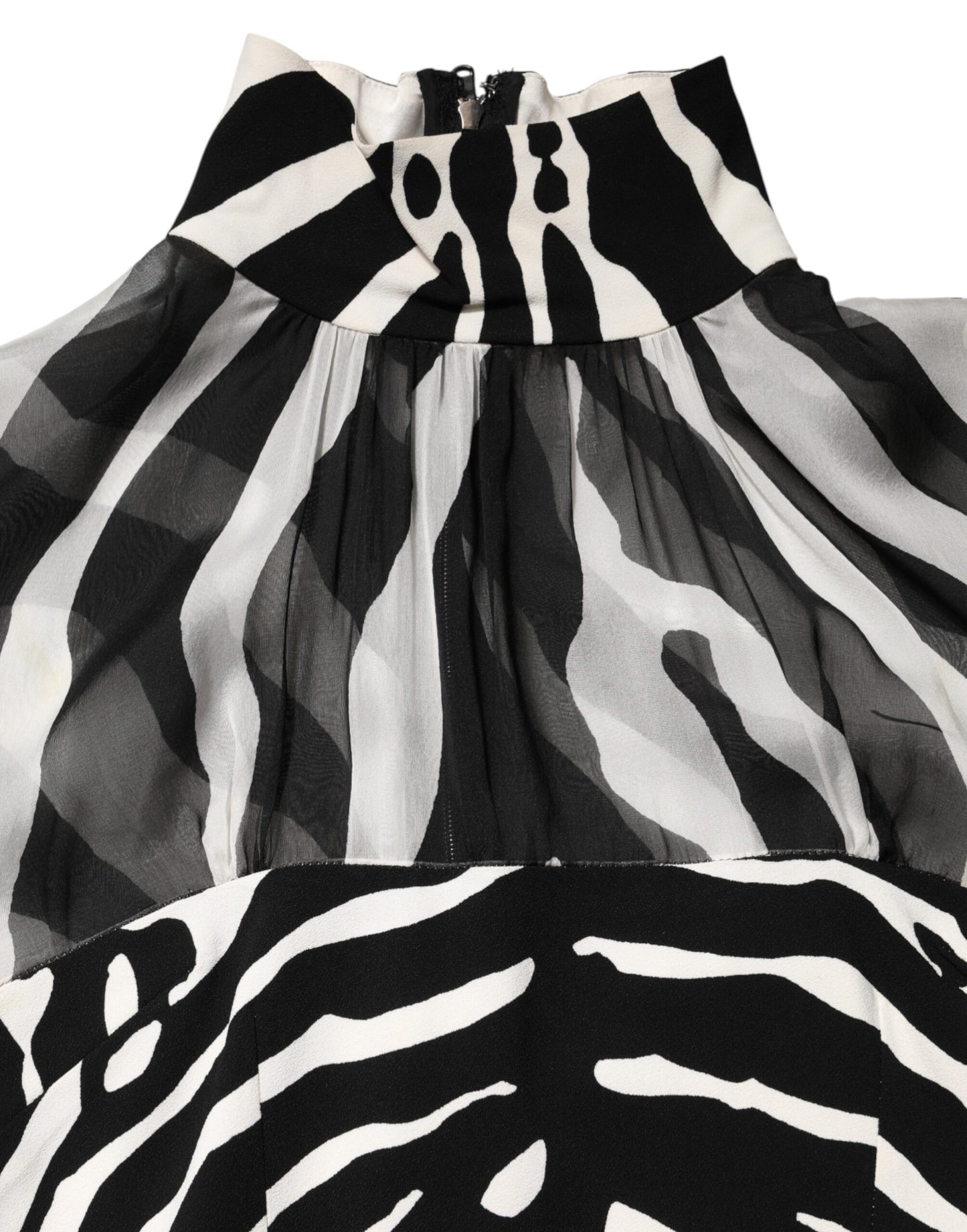 Dolce & Gabbana Zebra Print Chiffon Paneled Crop Blouse Top