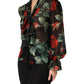 Dolce & Gabbana Black Floral Long Sleeves Silk Blouse Top