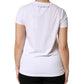 John Richmond White Printed Cotton Stretch Crew Neck T-shirt
