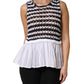 Dondup White Black Knitted Round Neck Sleeveless Tank Top