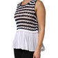 Dondup White Black Knitted Round Neck Sleeveless Tank Top