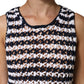 Dondup White Black Knitted Round Neck Sleeveless Tank Top