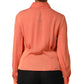 Emporio Armani Orange Collared Button Down Long Sleeves  Top