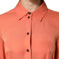 Emporio Armani Orange Collared Button Down Long Sleeves  Top