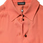Emporio Armani Orange Collared Button Down Long Sleeves  Top