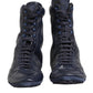 Dolce & Gabbana Dark Blue Deer Leather Mid Calf Boots Shoes