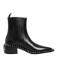 Dolce & Gabbana Black Studded Chelsea Short Ankle Boots Shoes