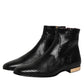 Dolce & Gabbana Black Leather Chelsea Short Ankle Boots  Shoes