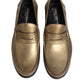Dolce & Gabbana Gold Leather Slip On Dress Men Loafers Shoes