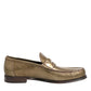 Dolce & Gabbana Gold Leather Slip On Dress Men Loafers Shoes