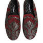 Dolce & Gabbana Bordeaux Jacquard Leather Slip On Loafer Shoes