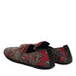 Dolce & Gabbana Bordeaux Jacquard Leather Slip On Loafer Shoes