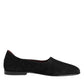Dolce & Gabbana Black Leather Suede Slip On Loafers Dress Shoes