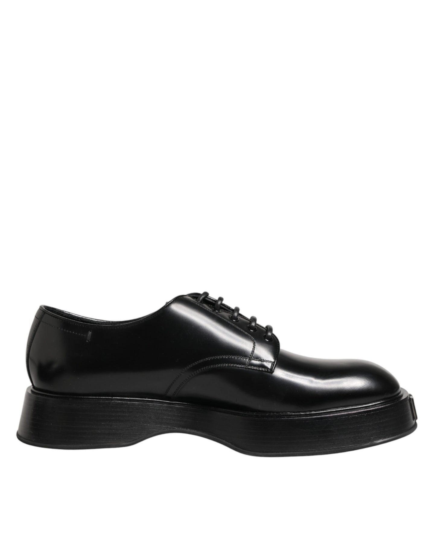 Dolce & Gabbana Black Calfskin Leather Men Derby Dress Shoes