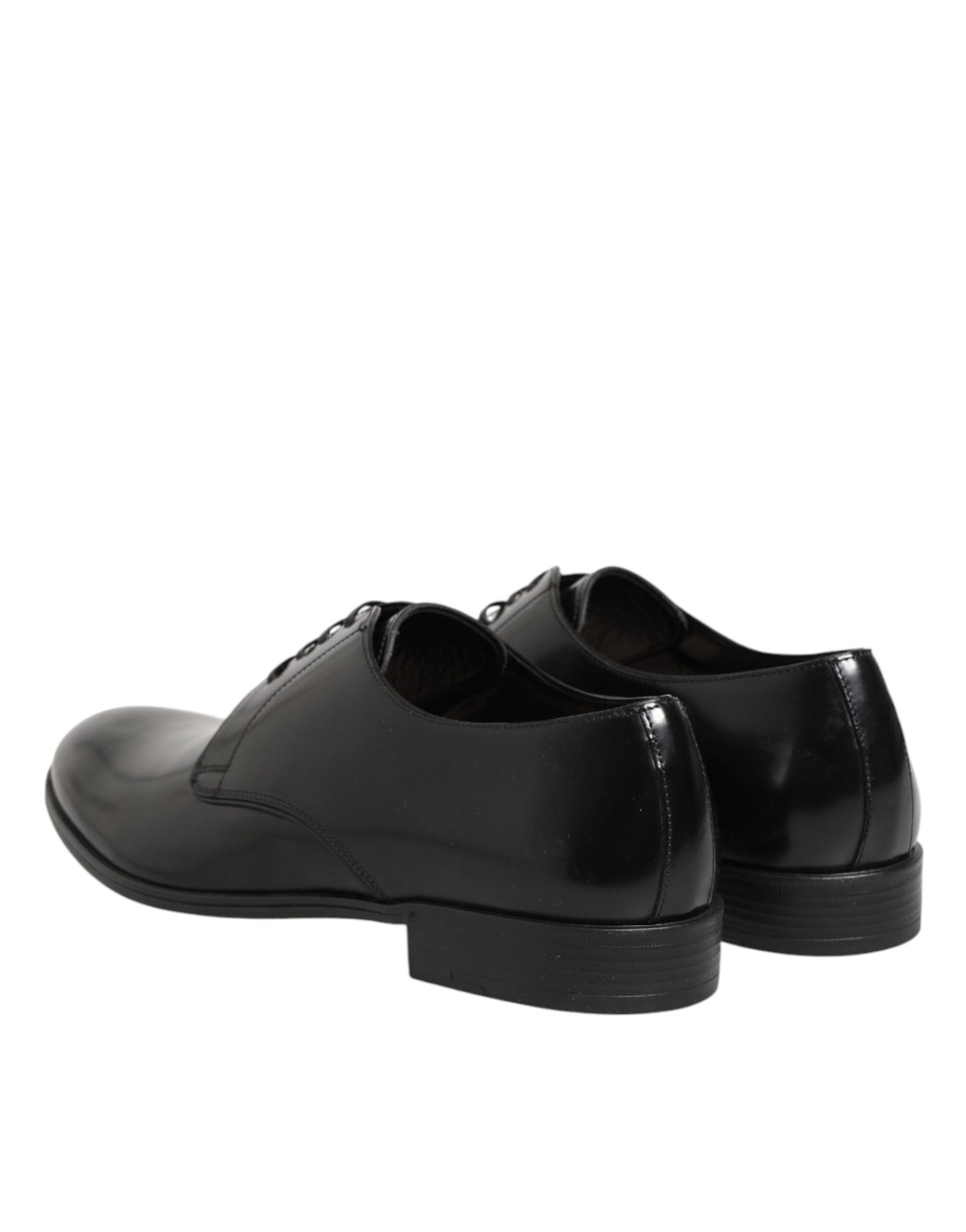 Dolce & Gabbana Black Calfskin Leather Derby Dress Shoes